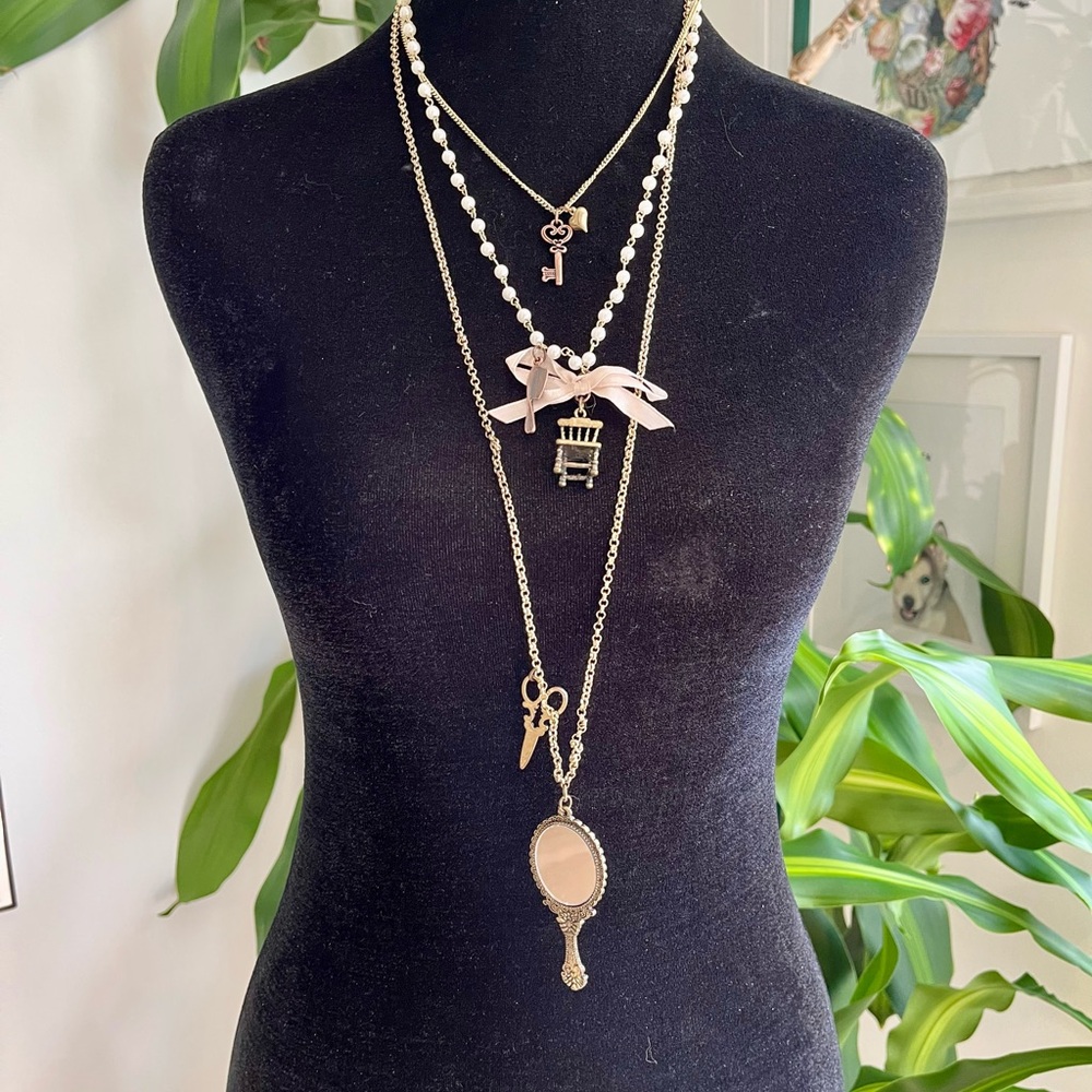 Unique Multi-Layered Gold and Silver Charm Necklace